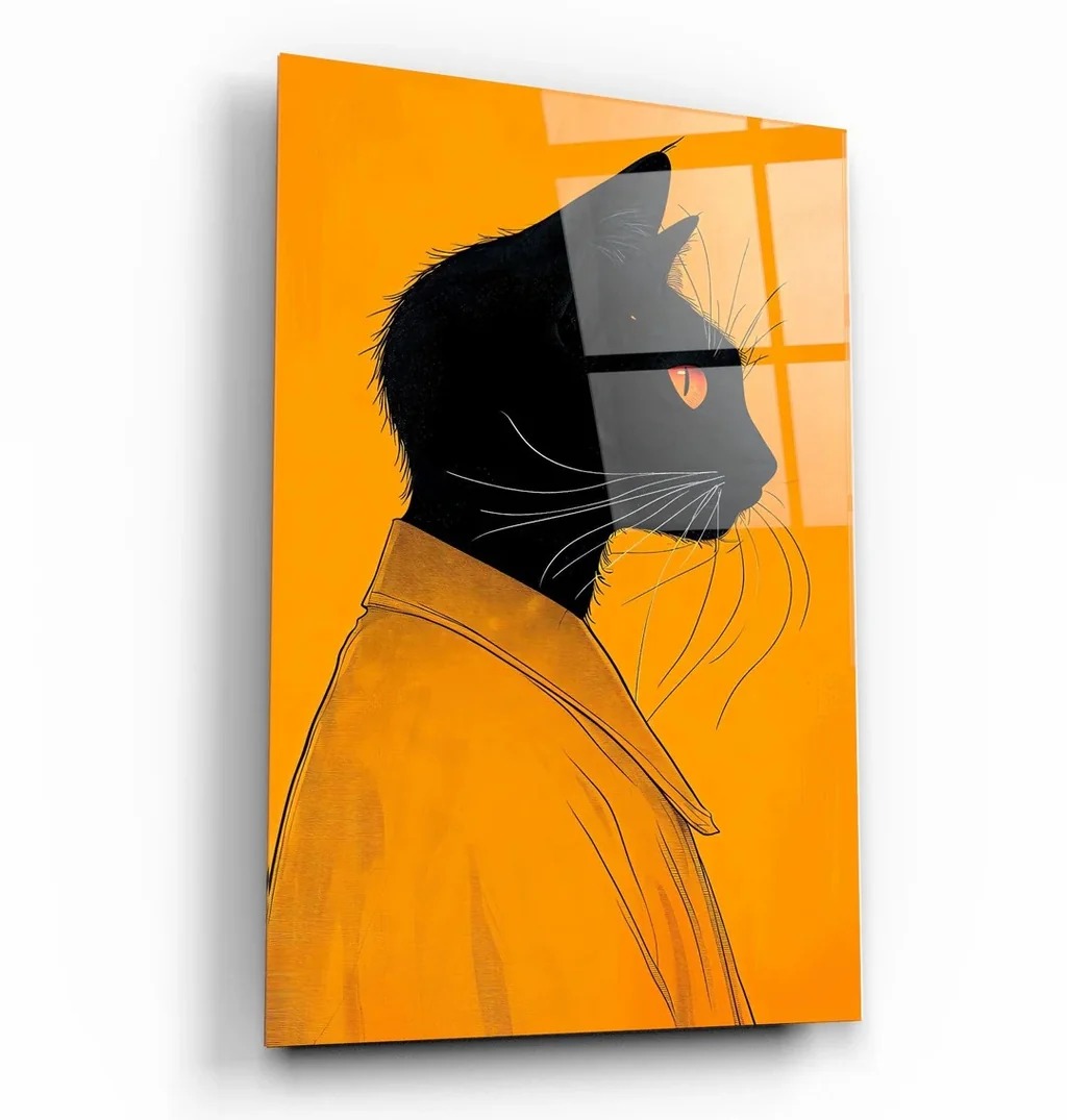 Quadro metálico — gato minimalista