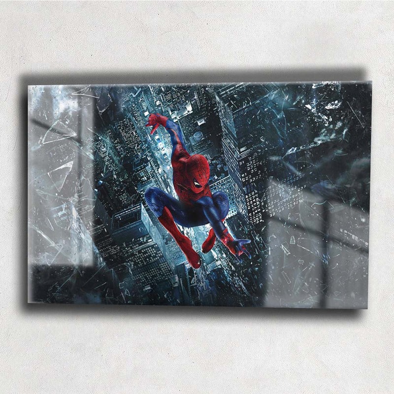 Quadro metálico — herói aranha na cidade