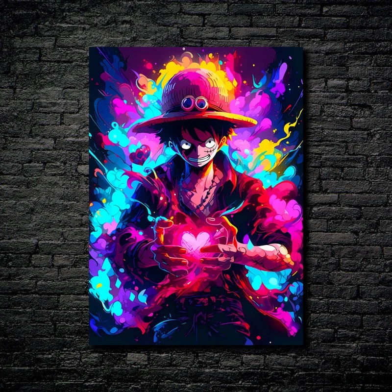 Quadro metálico — pirata anime neon