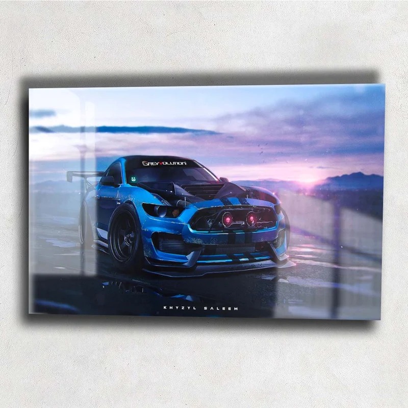 Quadro metálico — muscle car azul