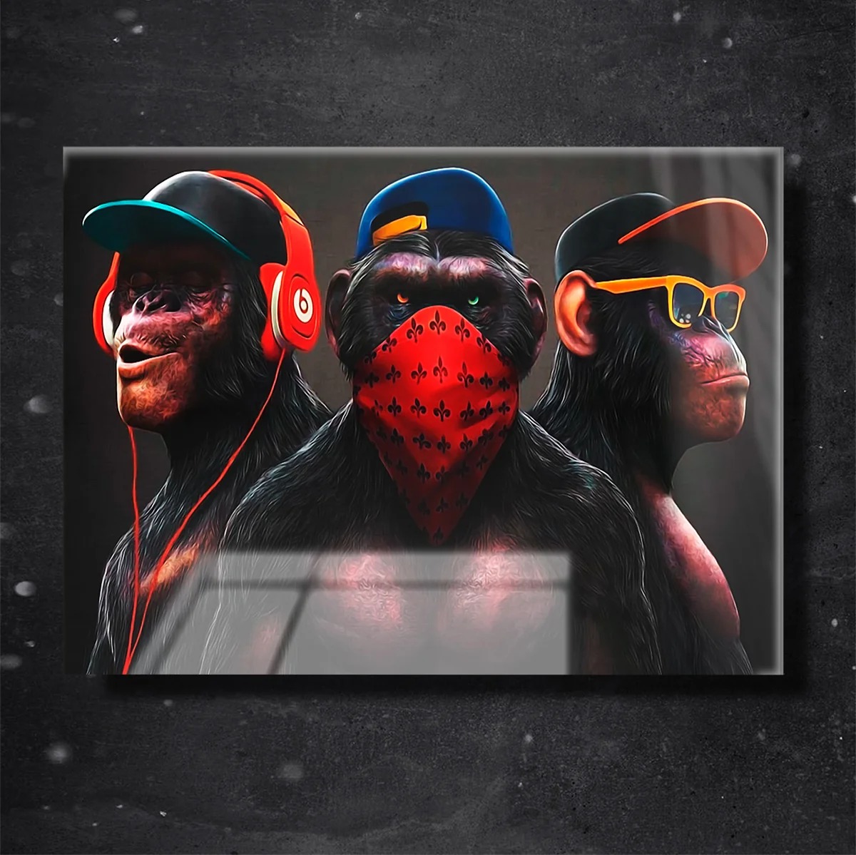 Quadro metálico — macacos urbanos