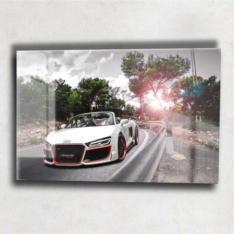 Quadro metálico — carro esportivo branco