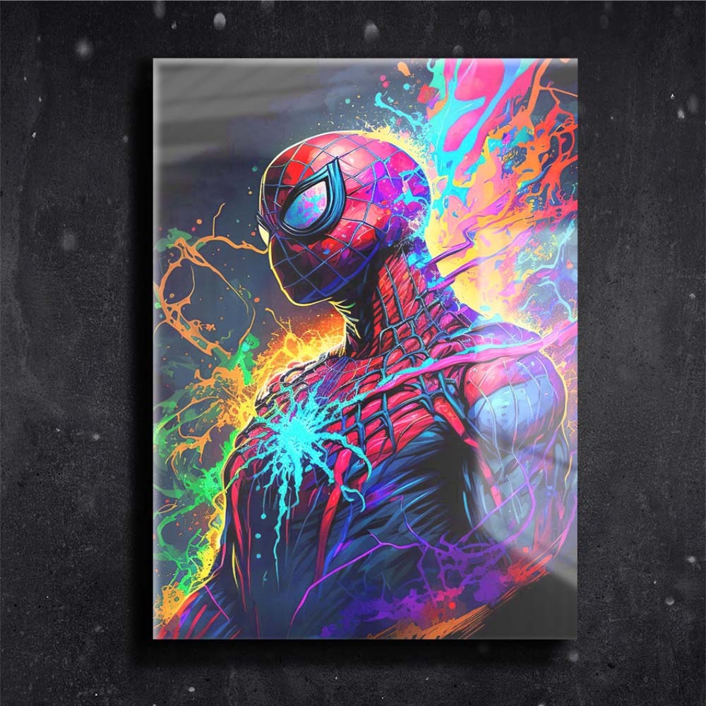 Quadro metálico — herói em splash de cores