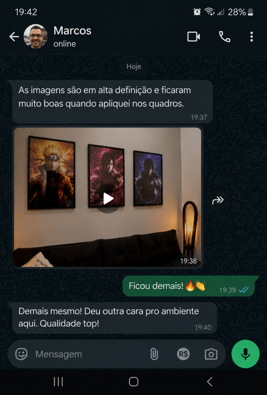 Print de conversa no WhatsApp com cliente Marcos
