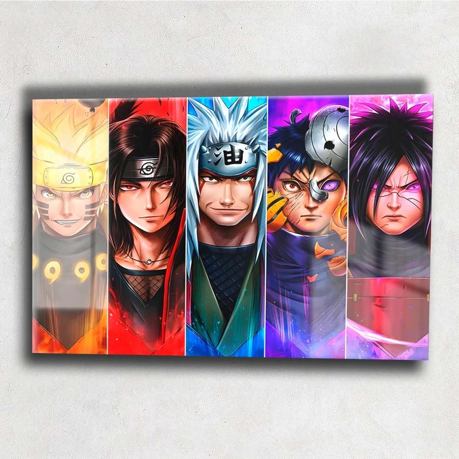 Quadro metálico anime — painel de personagens